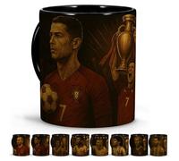 Taza Cristiano Ronaldo. Tazas Leyendas del Fútbol. Tazas Desayuno. Cosas de Futbol para Niños. Entrenador Futbol. Dia del padre Regalos Originales. Colección Única Leyendas 330ml Cristiano