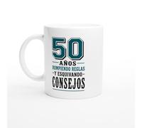 Taza Cumpleaños 50 Años Rompiendo Reglas Y Esquivando Consejos | Taza Divertida 50 cumpleaños - Idea de Regalo Original
