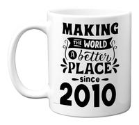 Taza de 15 cumpleaños para hombres y mujeres - Making the World a Better Place Since 2010 - Happy 15 Birthday Gifts for Grandma Nan Retro Back In 2010 Age Fifteen Bday, tazas de café de cerámica de 11