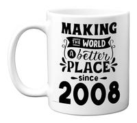 Taza de 17 cumpleaños para hombres y mujeres - Making the World a Better Place Since 2008 - Happy 17 Birthday Gifts for Grandma Nan Retro Back In 2008 Age Seventeen Bday, tazas de café de cerámica de