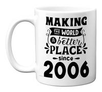 Taza de 19 cumpleaños para hombres y mujeres - Making the World a Better Place Since 2006 - Happy 19 Birthday Gifts for Grandma Nan Retro Back In 2006 Age Nineteen Bday, tazas de café de cerámica de