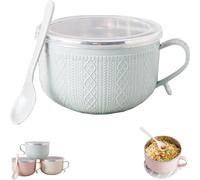 Taza de 25 onzas con tapas, juego de 4 tazas de sopa grandes con asas, tazas de comida de acero inoxidable para sopas, fideos, guisos y café, uso doméstico y oficina (azul)
