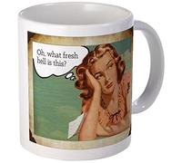 Taza de 325 ml con texto en inglés "What Fresh Hell Is This Mugs", color blanco