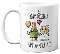 Taza de 33 aniversario de regalo para hombres y mujeres, 33 años juntos, feliz aniversario de boda de 33 años para marido, esposa, hijo, hija, hermano, hermana, tazas de café de cerámica de 325 ml