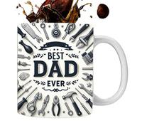 Taza de 350 ml para padre, taza de regalo de cerámica para papá, colorida taza de café con texto en inglés "Best Dad Ever", diseño de mensaje festivo, expresión artesanal, símbolo gráfico que promueve