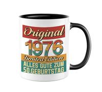 Taza de 50 cumpleaños, 1976, edición limitada, taza de café como regalo de cumpleaños, 50 ideas de regalo de cumpleaños para hombres y mujeres, papá, mamá, colega, amigo, hermana, cerámica, 350 ml