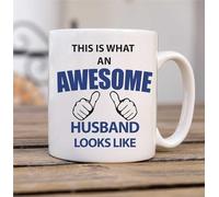 Taza de 60 Second Makeover® con texto en inglés "This Is What An Awesome Husband Looks Like", regalo de cumpleaños, Navidad, San Valentín, aniversario