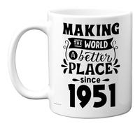 Taza de 74 cumpleaños para hombres y mujeres - Making the World a Better Place Since 1951 - Happy 74 Birthday Gifts for Grandma Nan Retro Back In 1951 Age Sety-Four Bday, tazas de café de cerámica de