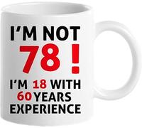 Taza de 78 cumpleaños para hombres, divertida taza de café de 78 años, tazas de 78 cumpleaños de 1943 para él, papá, tío, esposo, hermano, abuelo, amigo, taza de té de 325 ml. Tengo 78 años.