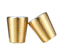 Taza de acero inoxidable 2 paquetes 300 ml, vasos apilables de metal inastillable con aislamiento de doble pared, superficie con textura de diamante chapada en titanio,apto para lavavajillas (Dorado)