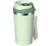 Taza de acero inoxidable 316 autoagitable resistente al agua con base extraíble y pantalla digital de temperatura, taza de café inteligente recargable para café, leche, otras bebidas (verde)
