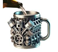 Taza de acero inoxidable con asa, diseño de motor, taza de té, taza de té con aislamiento de doble pared, por la tarde, por la mañana, viajes, taller, garaje, estudio, hogar, lugar de trabajo