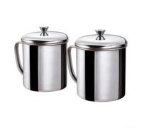 Taza de acero inoxidable con tapa, paquete de 2, 350 ml, resistente a fugas | Acero 304, tapa de perilla resistente a fugas, tamaño compacto de 350 ml, apto para lavavajillas, uso en oficina en casa