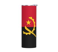 Taza de acero inoxidable de 20 onzas, botella de agua aislada con impresión de la bandera de Angola, taza térmica portátil para bebidas frías y calientes