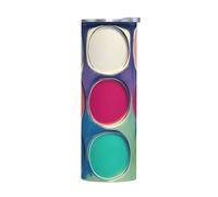 Taza de acero inoxidable de 20 onzas con tapa, botella de agua aislada con impresión de paleta de colores redondos, taza de té portátil para oficina, coche, deportes