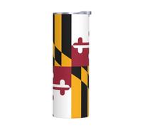 Taza de acero inoxidable de 20 onzas sin accesorios, vaso aislado con estampado de la bandera del estado de Maryland, perfecto para cafetería, oficina, coche, deportes, al aire libre