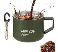 Taza de acero inoxidable de doble capa con asa | Matte Finish Outdoor Coffee and Tea Cup for Hiking, Mountain Climbing, and Camping | and Lightweight Design with Attached Lanyard for Con