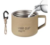 Taza de acero inoxidable de doble capa con asa | Matte Finish Outdoor Coffee and Tea Cup for Hiking, Mountain Climbing, and Camping | and Lightweight Design with Attached Lanyard for Con