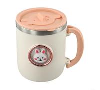 Taza de acero inoxidable de doble capa con tapa de sellado avanzado y mango plegable con cómodo diseño ergonómico (rosa)