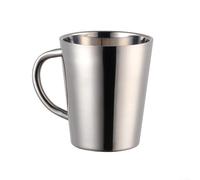 Taza de acero inoxidable de doble pared de 300 ml para café, té, leche con diseño minimalista que se mezcla en cualquier entorno, desde la oficina hasta la naturaleza (plata)