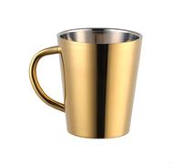Taza de acero inoxidable de doble pared de 300 ml para café, té, leche con diseño minimalista que se mezcla en cualquier entorno, desde la oficina hasta la naturaleza (dorado)