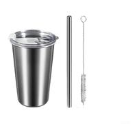 Taza de acero inoxidable Quick Freeze de 400 ml con núcleo de hielo, diseño a prueba de fugas, para viajes y uso diario (paquete de pajitas)