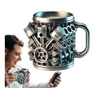 Taza de acero inoxidable | Taza de agua con diseño creativo de motor | Vaso de té de café frío caliente para bebidas de la mañana y la tarde, taller de viaje, hogar, viajes diarios