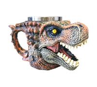Taza de acero vintage con diseño gótico 3D de cabeza de dinosaurio - Taza de resina de acero inoxidable con cabeza de dragón gótico, taza de café con forma de hueso 3D para casa, oficina, viajes