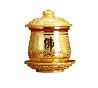 Taza de Agua de ofrenda de latón, Recipiente de Altar con diseño de Loto y Sutra para meditación de adoración en el hogar y decoración de Interiores,18cm