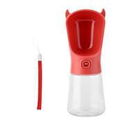 Taza de Agua portátil para Perros y Gatos de 350 ml, Botella para Beber para Mascotas con Forma de Diablo, alimentador de Agua con botón de una Mano con Sello de Gel a Prueba de (Roja)