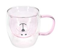 Taza de Agua, Tazas de Doble Tazas de Ines de de de Leche 250 Ml de Oso Taza de Doble Capa con Lindas Tazas de café para café con Forma de Vidrio de Vidrio de Vidrio Café de (Pink)