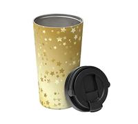 Taza De Aislamiento Lots Of Stars Gold Seamless Taza Térmica De Café Con Tapas Reutilizable Acero Inox Vaso Termico, Para Agua Y Té, Coche, Oficina, 17Oz