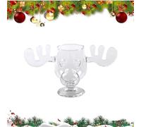 Taza de alce de Navidad, taza de cristal grueso transparente para ponche de huevo de Navidad, estilo nacional de champú, ponche de huevo festivo para vacaciones, cumpleaños, hogar, decoración de