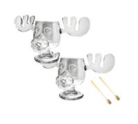 Taza de alce de vacaciones de Navidad, vasos de alce de Navidad de National Lampoon, taza de ponche de huevo de vidrio grueso transparente, estilo festivo de champú nacional para cumpleaños de