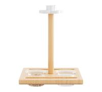 Taza de alimentación de percha de pájaro, accesorio de jaula | Percha de madera para conura con cuencos de comida - para periquitos de conures de calopsittes loros inseparables Canaris