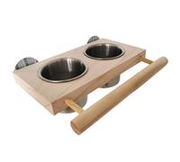 Taza de alimentación para pájaros, comedero colgante para loros, cuencos de agua de acero inoxidable con plataforma, percha para periquitos grises africanos, comedero para percas para pájaros