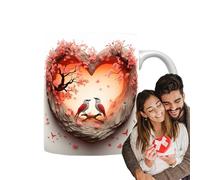 Taza de amor 3D del día de San Valentín - Taza de té romántica de porcelana de 400 ml con diseño de corazón decorativo | Tazapara beber agua para madre, novia, novio, hogar, oficina, cocina, café, té