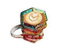 Taza de apilamiento genérica, degradado 3D pintado regalo amante lectura, taza artesanal bibliotecaria, perfecta lectores y escritores, 190 ml, decoración de oficina, ideal para clubes de