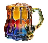 Taza de arte de guitarra novedad, 9 x 9 x 8,7 cm, taza de café con guitarra pintada en 3D sobre el tema de la música, taza de música pintada creativa para músicos, maestros, guitarristas para Navidad