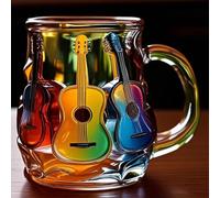 Taza de arte de guitarra - tazas temáticas de música novedosa - tazas de café de guitarra, tazas de música pintada fres-ca, regalo de amantes de la música para maestros guitarristas guitarristas