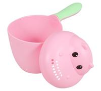 Taza de Baño para Ñiño Forma de Hipopótamo Rosa Pp | Vasos de Enjuague para Baño de Niños, Cuchara de Baño Grande, Diseño Divertido