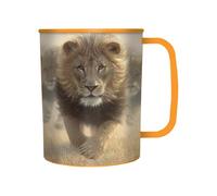 Taza de Beber 3D LiveLife - Come Mi Polvo de Deluxebase. Taza de Plástico de 300ml con Tema de León, Taza de Café Reutilizable, Vaso Portátil de Animal para Camping, Picnic, Viaje y Uso Diario.