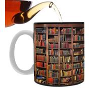 Taza de biblioteca: recipiente para café con tema literario, material apto para microondas, forma de fácil de limpiar, construcción de peso equilibrado | Accesorio elegante para bebidas que crea