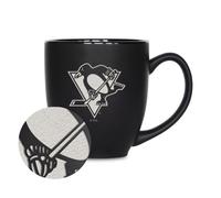 Taza de bistr de cer mica negra mate grabada con l ser de 15 oz de los Pittsburgh Penguins de la NHL Hockey de Rico Industries (para bebidas fr