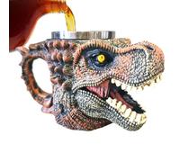 Taza de cabeza de dinosaurio, acero inoxidable de resina, 18,5 x 11,5 x 9,5 cm, con forma de calavera de dinosaurio, tazas góticas portátiles antideslizantes | Divertida taza de té | Taza de café 3D