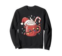 Taza de Cacao con bastón de Caramelo, Luces navideñas, Sombrero de Papá Noel, niños Sudadera