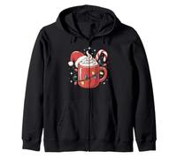Taza de Cacao con bastón de Caramelo, Luces navideñas, Sombrero de Papá Noel, niños Sudadera con Capucha