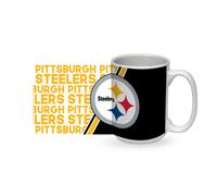 Taza de caf de cer mica blanca de 15 oz de los Pittsburgh Steelers de la NFL de Rico Industries para fan ticos de la NFL