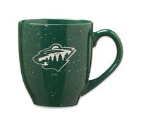 Taza de caf de cer mica moteada grabada a l ser de 16 oz con el logo de Minnesota Wild Green de la NHL Hockey de Rico Industries