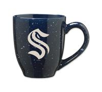 Taza de caf de cer mica moteada grabada a l ser de color del equipo de 16 oz de Rico Industries NHL Hockey Seattle Kraken Navy